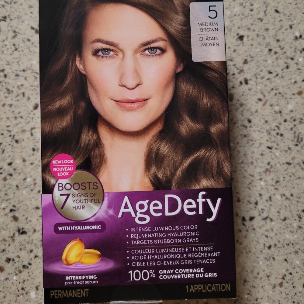 Lot of 5 Clairol Age Defy Permanent Hair Color #5 MEDIUM BROWN SEALED Boxes - Picture 2 of 8